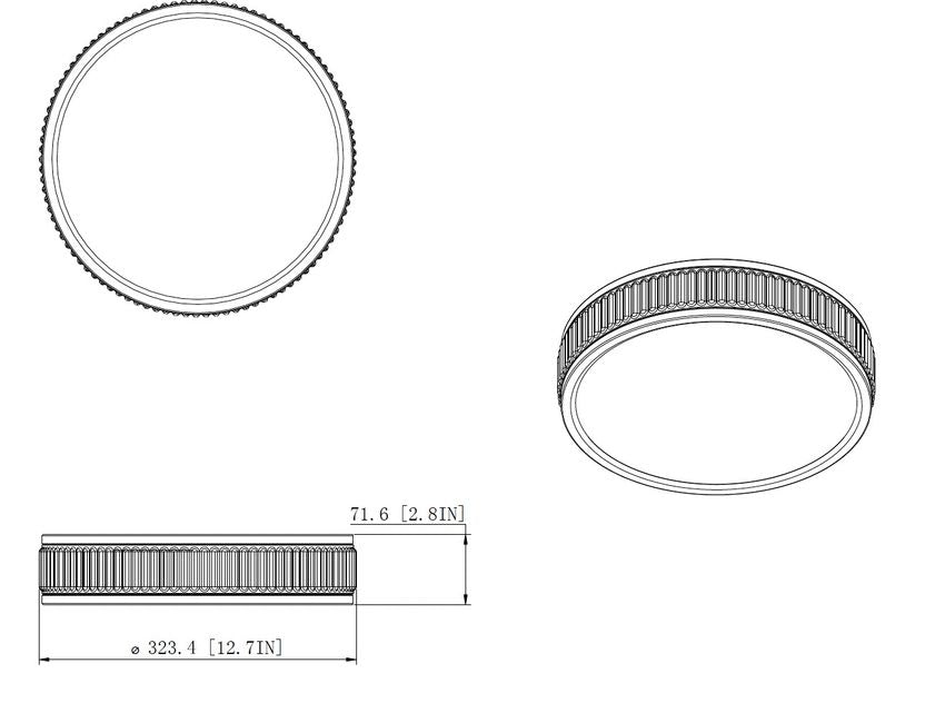 Stari 12" Modern Ribbed LED Flush Mount Ceiling Fixture in Brass, Nickel, or Matte Black