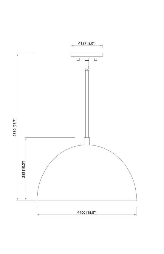 Vega 16" Modern Dome Pendant Light in Matte Black or White with Gold Lining - Midcentury Lighting by Practical Props