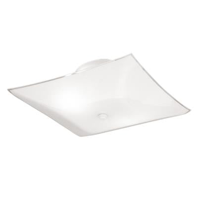 Square White Retro 2-Light Glass Flush Mount by Westinghouse