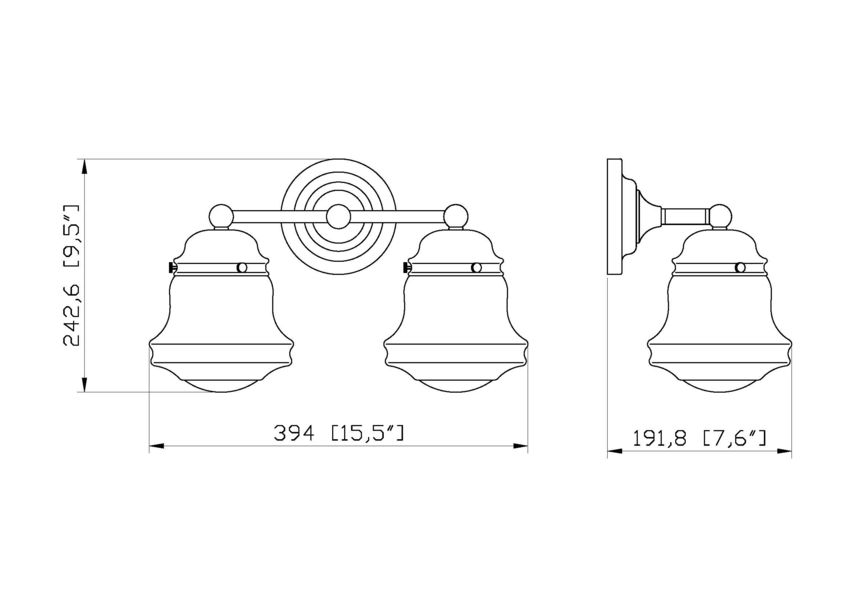 Vaughn 2-Light Schoolhouse Opal Glass + Brass Traditional Double Vanity Wall Sconce Light Fixture