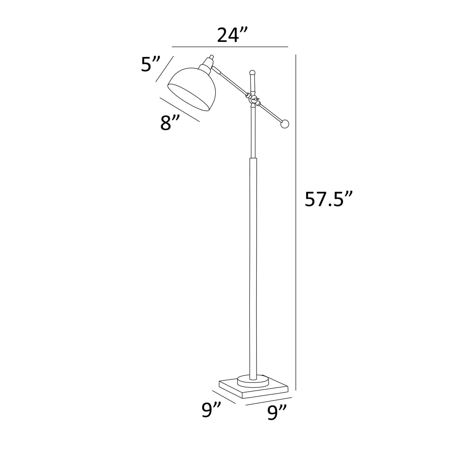Cupola Adjustable Task Light Floor Lamp in Bronze or Satin Nickel by Lite Source