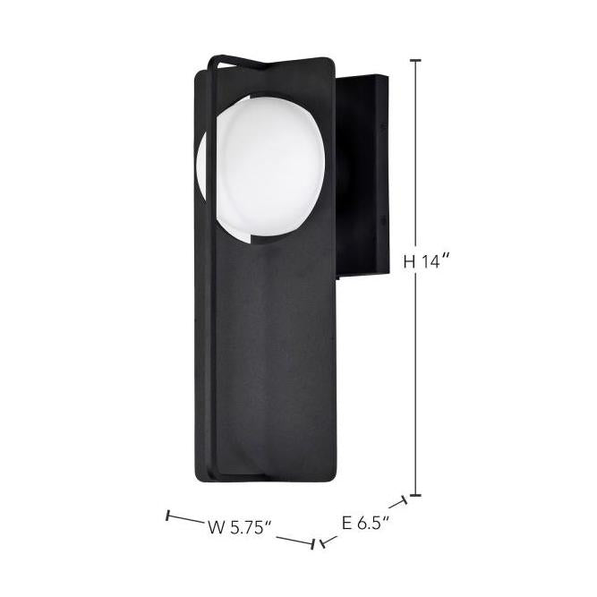 Portal Medium 14" LED Matte Black Glass Globe Exterior Wall Sconce