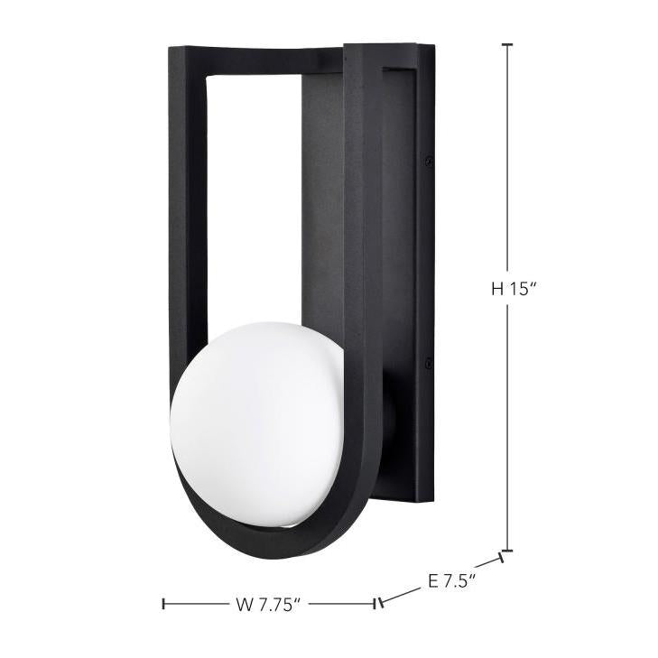 Cradle Large 15" LED Matte Black Glass Globe Exterior Wall Sconce