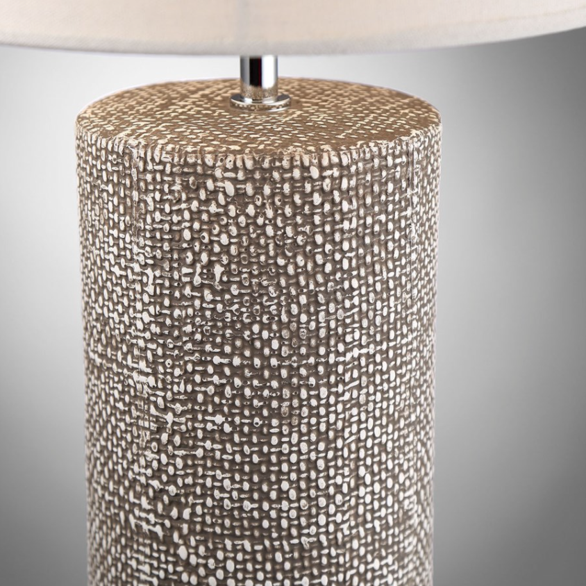 Dustin II Modern Ceramic Textured Table Lamp with Linen Shade by Lite Source