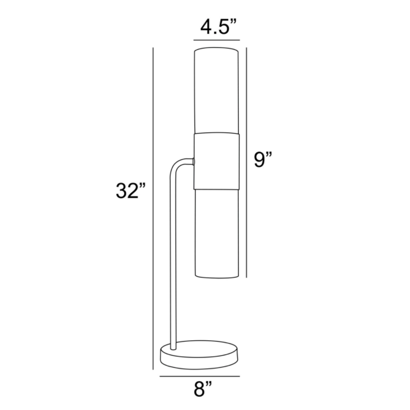 Dulance Modern Black + Frosted Glass Cylinder 2 Light Table Lamp