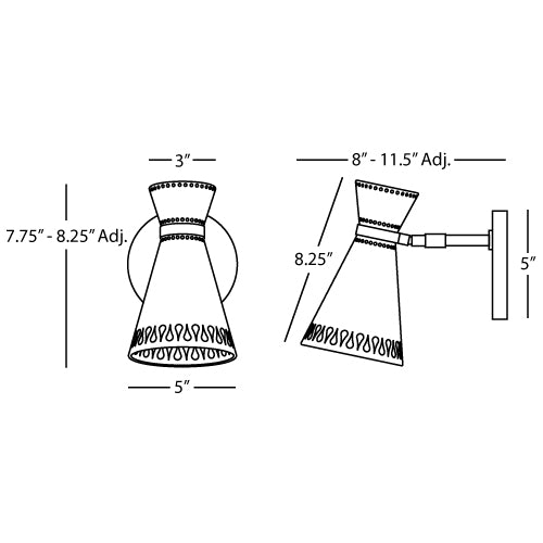 Havana Perforated Pinhole Swivel Cone Wall Sconce by Jonathan AdlerHavana Perforated Pinhole Swivel Cone Wall Sconce by Jonathan Adler