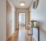 Madison 12" Modern Ribbed LED Flush Mount Ceiling Fixture in Brass, Nickel, or Matte Black