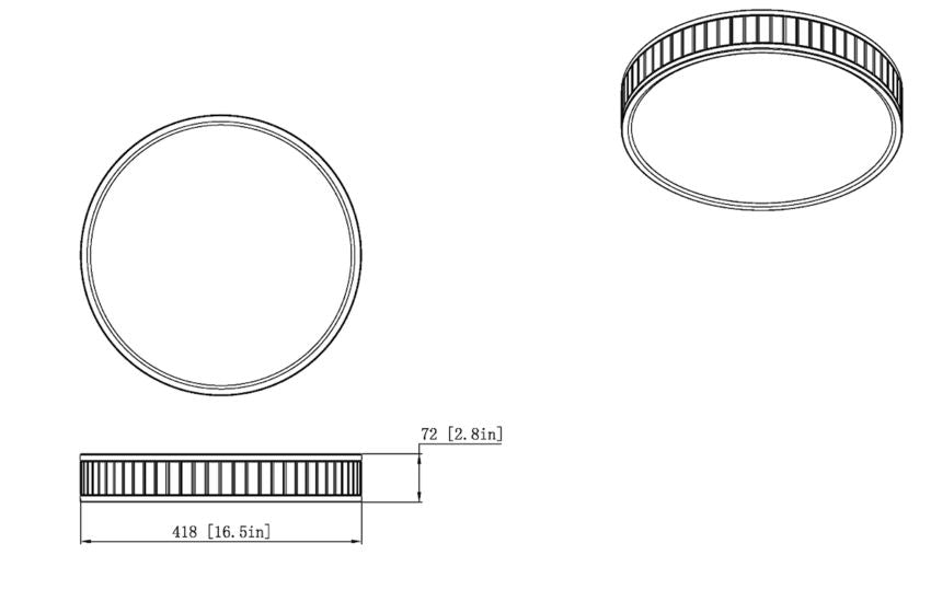 Madison 16" Modern Ribbed LED Flush Mount Ceiling Fixture in Brass, Nickel, or Matte Black