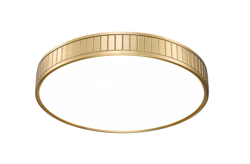 Madison 20" Modern Ribbed LED Flush Mount Ceiling Fixture in Brass, Nickel, or Matte Black