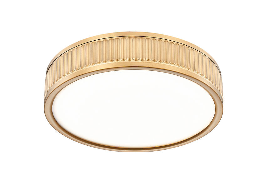 Stari 12" Modern Ribbed LED Flush Mount Ceiling Fixture in Brass, Nickel, or Matte Black