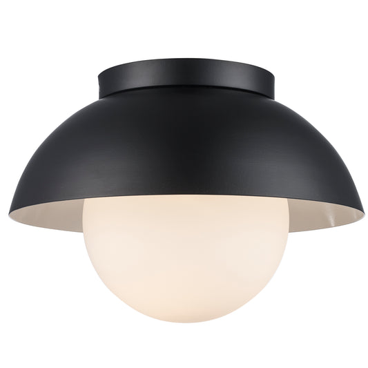 Maureen 10" Dome Flush Mount Light Fixture in Black + White