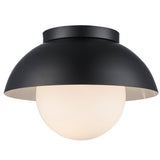 Maureen 10" Dome Flush Mount Light Fixture in Black + White
