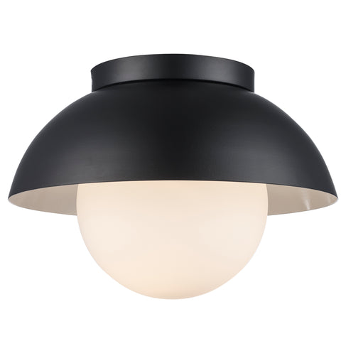 Maureen 10" Dome Flush Mount Light Fixture in Black + White