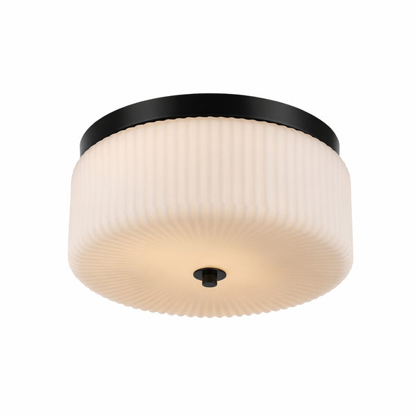 Quartz Quarters Ribbed Glass Flush Mount