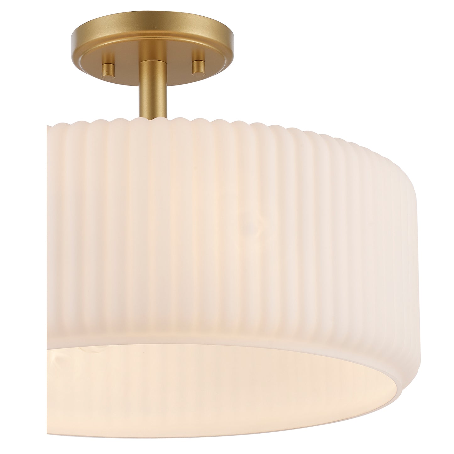 Quartz Quarters Ribbed Glass Semi-Flush Mount