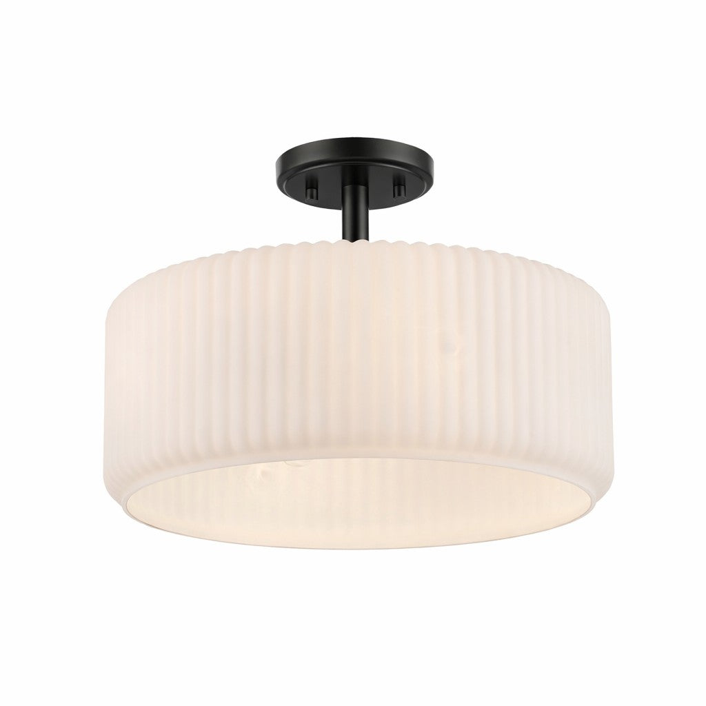 Quartz Quarters Ribbed Glass Oval Flush-mount in Brass or Black