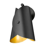 Salone Modern Curved Cone Interior Wall Sconce in Matte Black or White + Gold