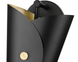 Salone Modern Curved Cone Interior Wall Sconce in Matte Black or White + Gold
