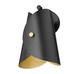 Salone Modern Curved Cone Interior Wall Sconce in Matte Black or White + Gold