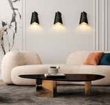 Salone Modern Curved Cone Interior Wall Sconce in Matte Black or White + Gold