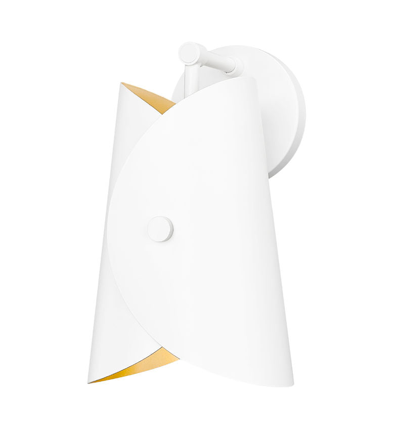 Salone Modern Curved Cone Interior Wall Sconce in Matte Black or White + Gold