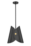 Salone Modern Curved Cone Pendant Light in Matte Black or White + Gold
