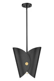 Salone Modern Curved Cone Pendant Light in Matte Black or White + Gold