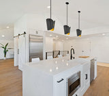 Salone Modern Curved Cone Pendant Light in Matte Black or White + Gold