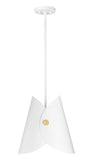 Salone Modern Curved Cone Pendant Light in Matte Black or White + Gold