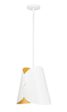 Salone Modern Curved Cone Pendant Light in Matte Black or White + Gold
