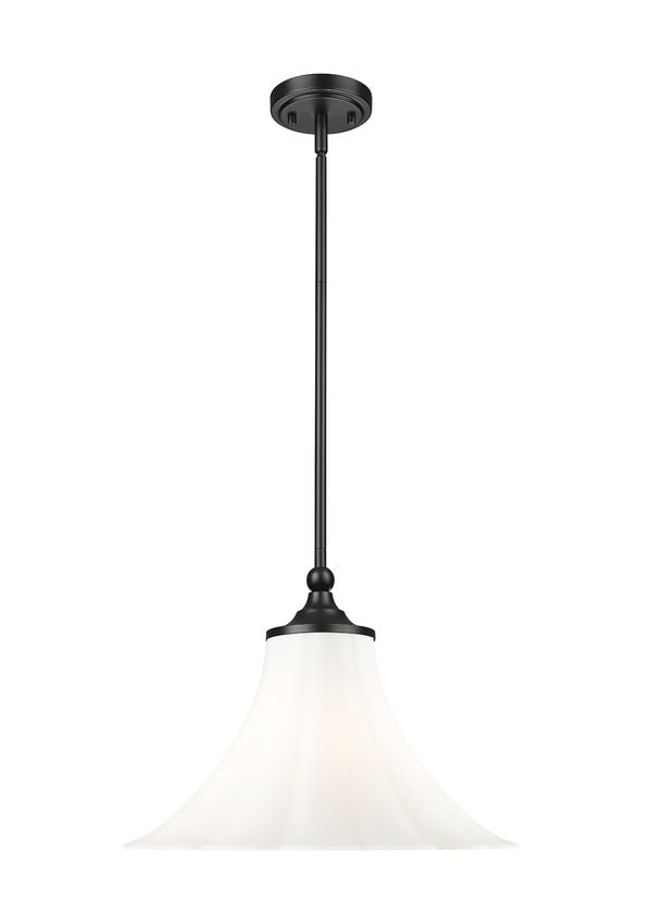 Fleur 16" Vintage-Style Fluted Glass Mini Pendant in Matte Black, Brushed Nickel, and Modern Gold - Midcentury Lighting by Practical Props