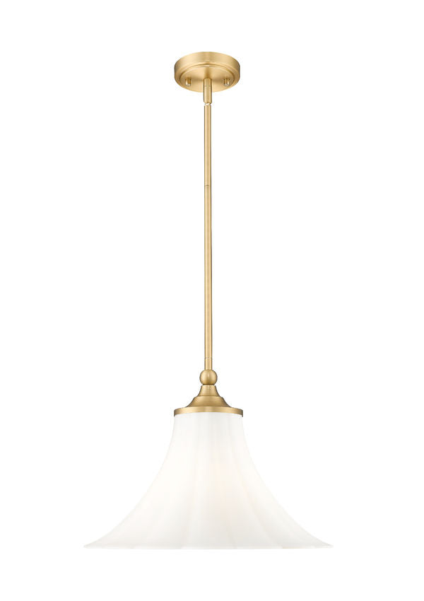 Fleur 16" Vintage-Style Fluted Glass Mini Pendant in Matte Black, Brushed Nickel, and Modern Gold - Midcentury Lighting by Practical Props