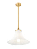Fleur 16" Vintage-Style Fluted Glass Mini Pendant in Matte Black, Brushed Nickel, and Modern Gold - Midcentury Lighting by Practical Props