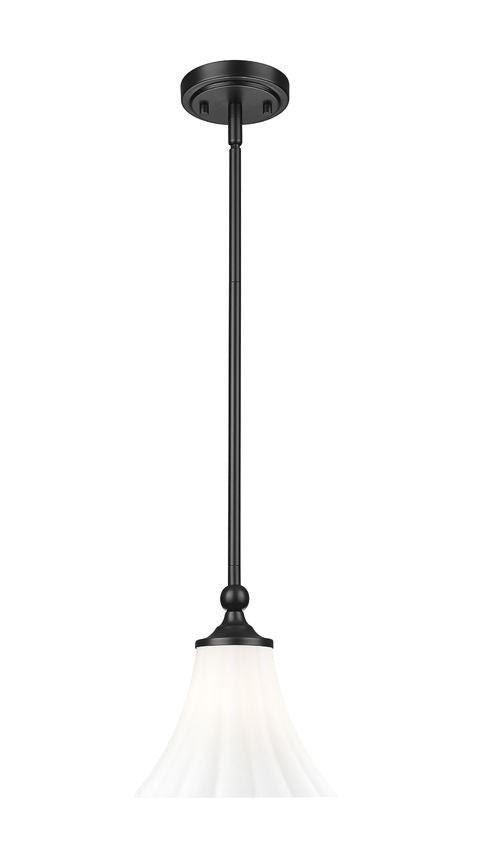 Fluer 8" Vintage-Style Fluted Glass Mini Pendant in Matte Black, Brushed Nickel, and Modern Gold - Midcentury Lighting by Practical Props