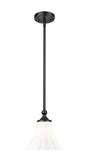 Fluer 8" Vintage-Style Fluted Glass Mini Pendant in Matte Black, Brushed Nickel, and Modern Gold - Midcentury Lighting by Practical Props