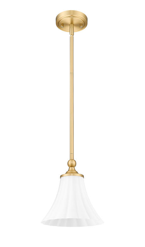 Fluer 8" Vintage-Style Fluted Glass Mini Pendant in Matte Black, Brushed Nickel, and Modern Gold - Midcentury Lighting by Practical Props