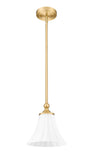 Fluer 8" Vintage-Style Fluted Glass Mini Pendant in Matte Black, Brushed Nickel, and Modern Gold - Midcentury Lighting by Practical Props