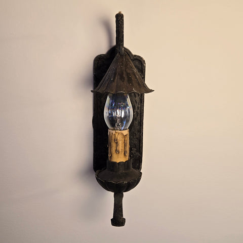 Set of 3 Vintage Iron 1920's Spanish Deco Wall Sconces