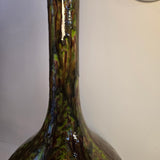 Pair of Large Green & Brown Vintage Glazed Ceramic Table Lamps