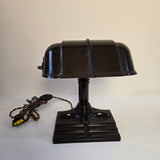 Antique 1920s Brown Bakelite Banker-Style Desk Lamp with Organizer & Pen Holder