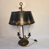 Vintage Black & Gold 3-Light Metal Hand-Painted Toile Table Lamp