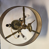 Vintage Black & Gold 3-Light Metal Hand-Painted Toile Table Lamp