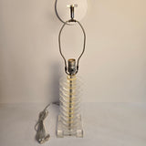 Paid of Vintage Stacked Clear Lucite Acrylic Modern Table Lamps