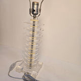 Paid of Vintage Stacked Clear Lucite Acrylic Modern Table Lamps