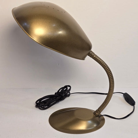Restored Gold Metal Vintage 1950s Pinhole Desk Lamp