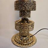 Pair of Vintage Gold Hollywood Regency Pierced Brass Table Lamps
