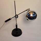 Vintage 1970s Adjustable Polished Chrome & Black Metal Desk or Task Lamp