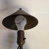 Antique Silver Patina Mini Clip-On Desk Lamp with Metal Pyramid Cone Shade