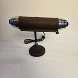 Antique 1920s Art Deco Matte Bronze & Polished Chrome Vintage Piano or Desk Lamp