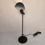 Vintage Antique Brass Adjustable Bronze Desk Lamp with Dark Forest Green Parabolic Shade
